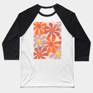 retro groovy flowers Baseball T-Shirt